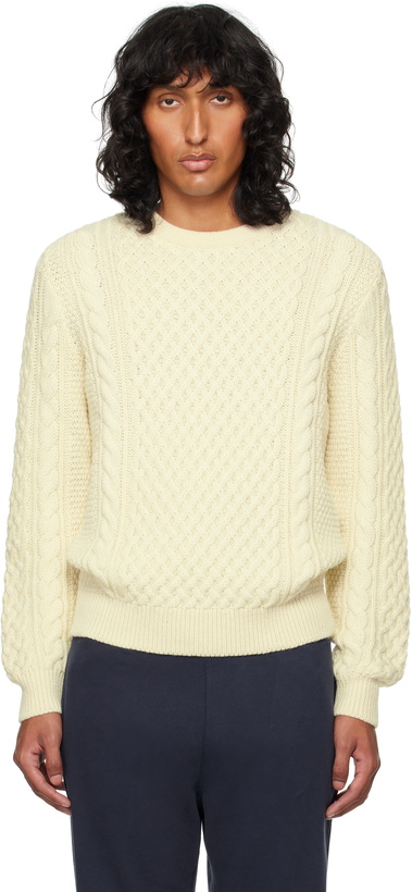 Photo: Sunspel Off-White Cable Knit Sweater