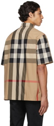 Burberry Beige Poplin Check Short Sleeve Shirt