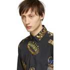 Dolce and Gabbana Black All Over Crowns Shirt