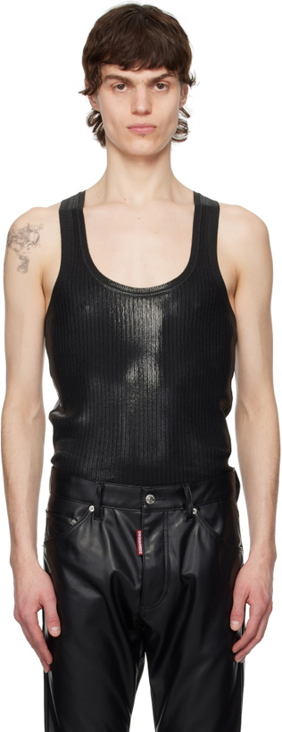 Photo: Dsquared2 Black Coated Ribbed Knit Tank Top