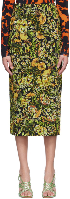 Photo: Dries Van Noten Yellow Printed Midi Skirt