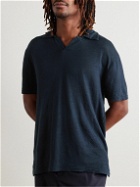 Officine Générale - Simon Garment-Dyed Linen-Blend Polo Shirt - Blue