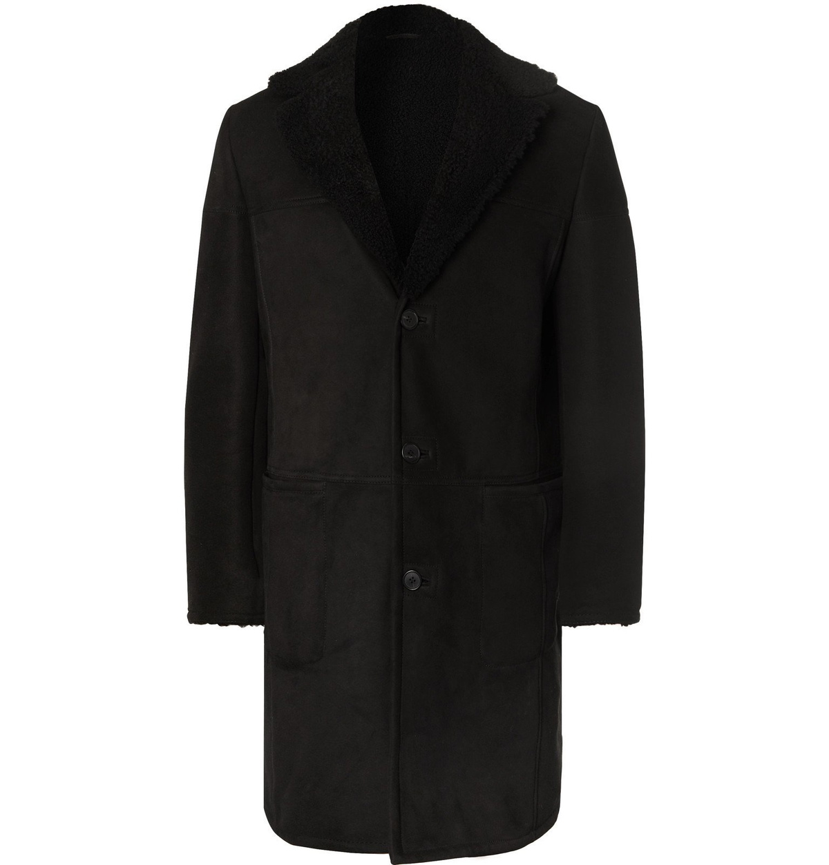 The Row Rowan Slim Fit Shearling Coat Black The Row