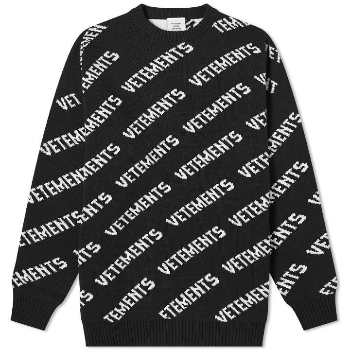 Photo: VETEMENTS All Over Logo Knitted Jumper