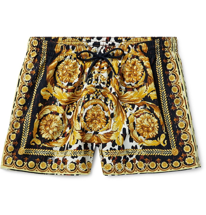 Photo: Versace - Slim-Fit Short-Length Printed Swim Shorts - Black