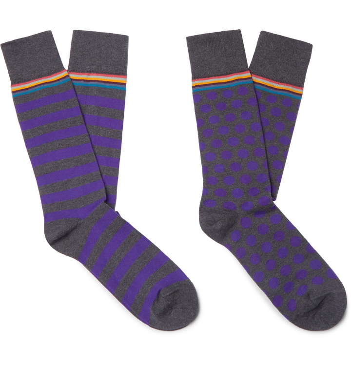 Photo: Paul Smith - Two-Pack Cotton-Blend Socks - Purple