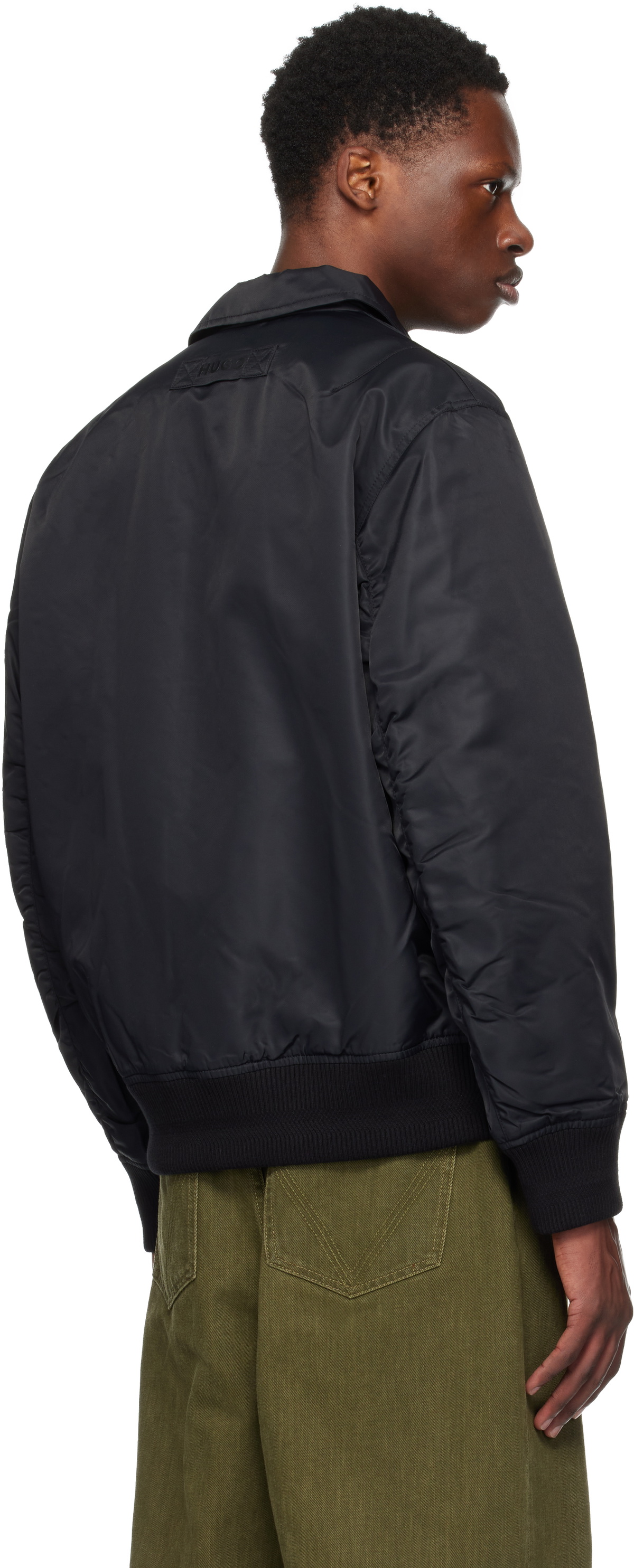 Hugo Black Recycled Nylon Bomber Jacket