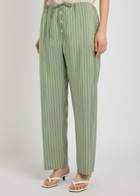 Bode Sylvan Striped Silk Trousers Green