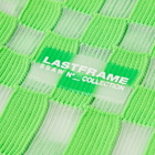 LASTFRAME Women's Sheer Ichimatsu Market Bag Medium in Neon Green/Clear