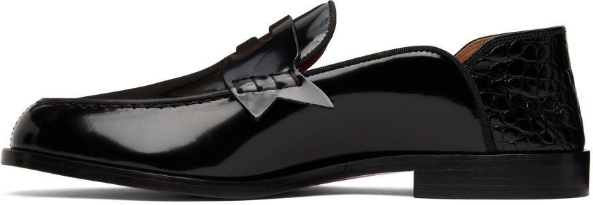 Penny No Back Suede And Croc Effect Loafers in Black - Christian Louboutin