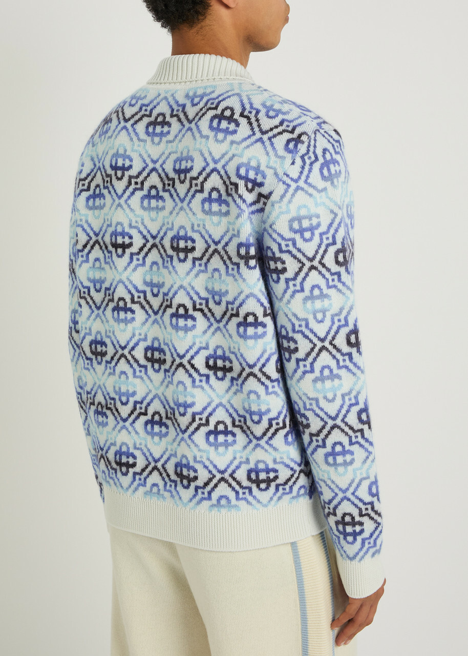 Casablanca Monogram Wool-blend Cardigan Multicoloured 1