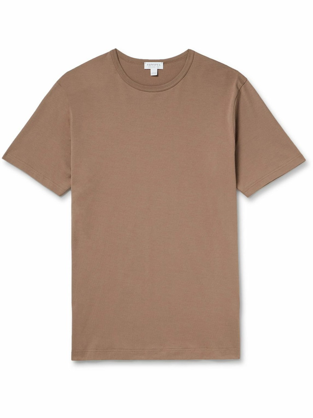 Photo: Sunspel - Slim-Fit Cotton-Jersey T-Shirt - Brown