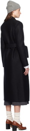 Harris Wharf London Black Shawl Collar Coat