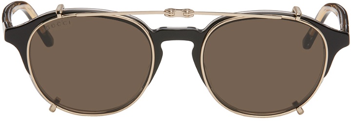 Photo: Gucci Black Round Clip-On Sunglasses
