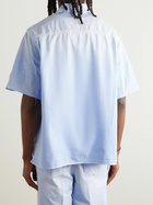 LOEWE - Paula's Ibiza Convertible-Collar Logo-Appliquéd Frayed Cotton-Twill Shirt - Blue