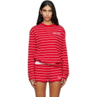 Sporty & Rich Red Signature Logo Easy Longsleeve T-shirt