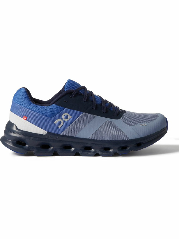 Photo: ON - Cloudrunner Rubber-Trimmed Mesh Running Sneakers - Blue