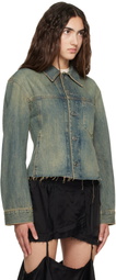 Helmut Lang Blue Raw Hem Trucker Denim Jacket