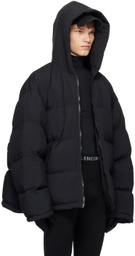 Balenciaga Black Sporty B Hooded Puffer Jacket