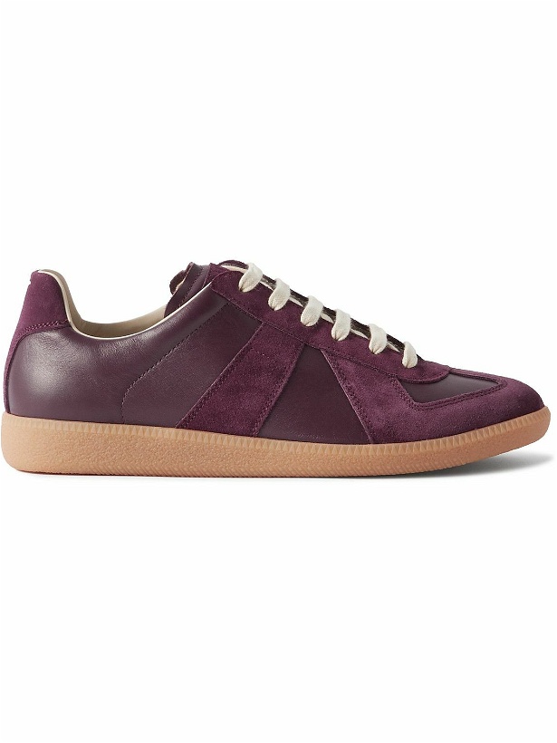 Photo: Maison Margiela - Replica Leather and Suede Sneakers - Burgundy