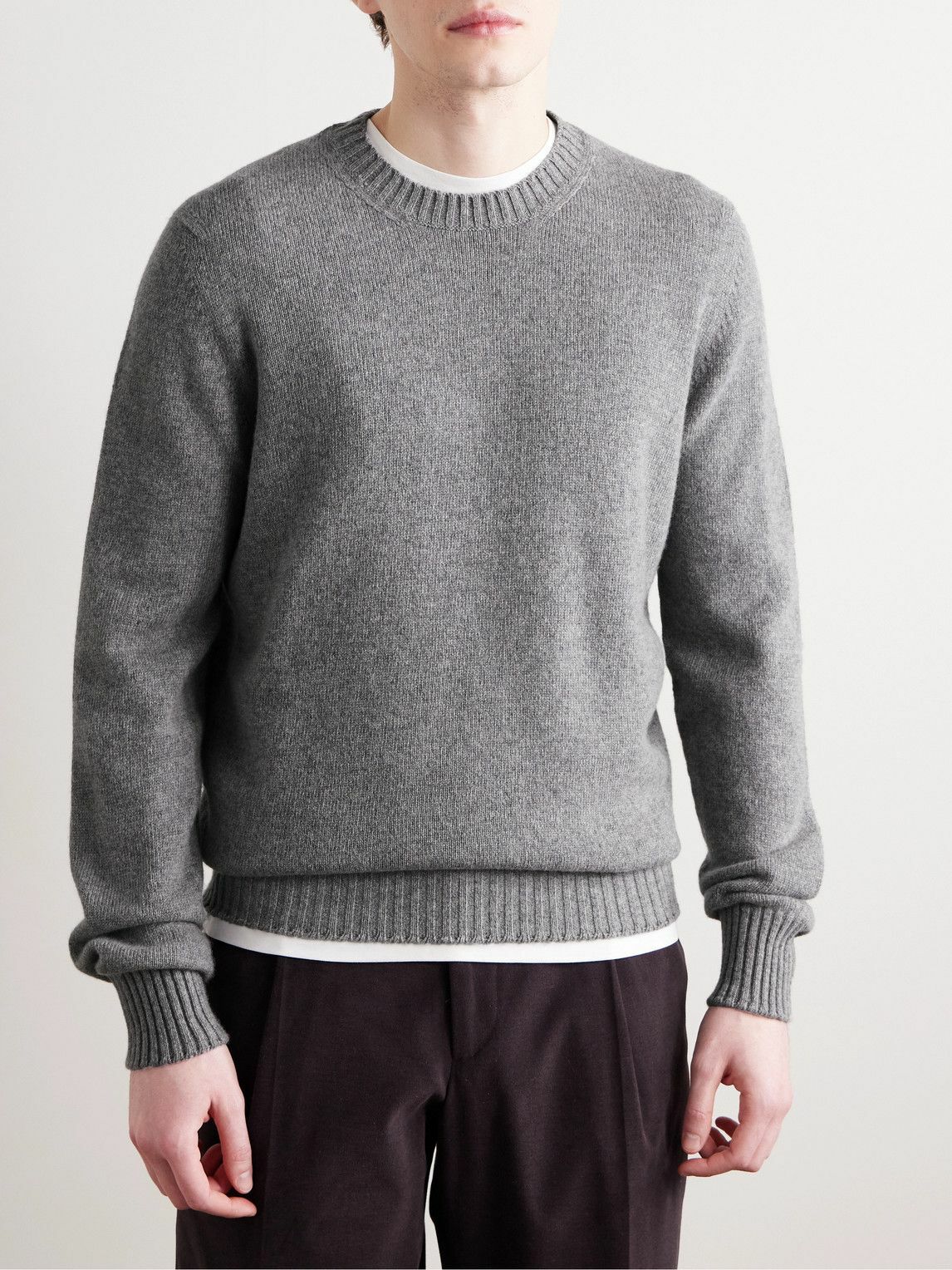 De Petrillo - Slim-Fit Merino Wool and Cashmere-Blend Sweater - Gray