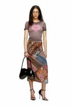 Diesel Ribbed T-shirt with watercolour heart D - T-Shirts Womens in Violet