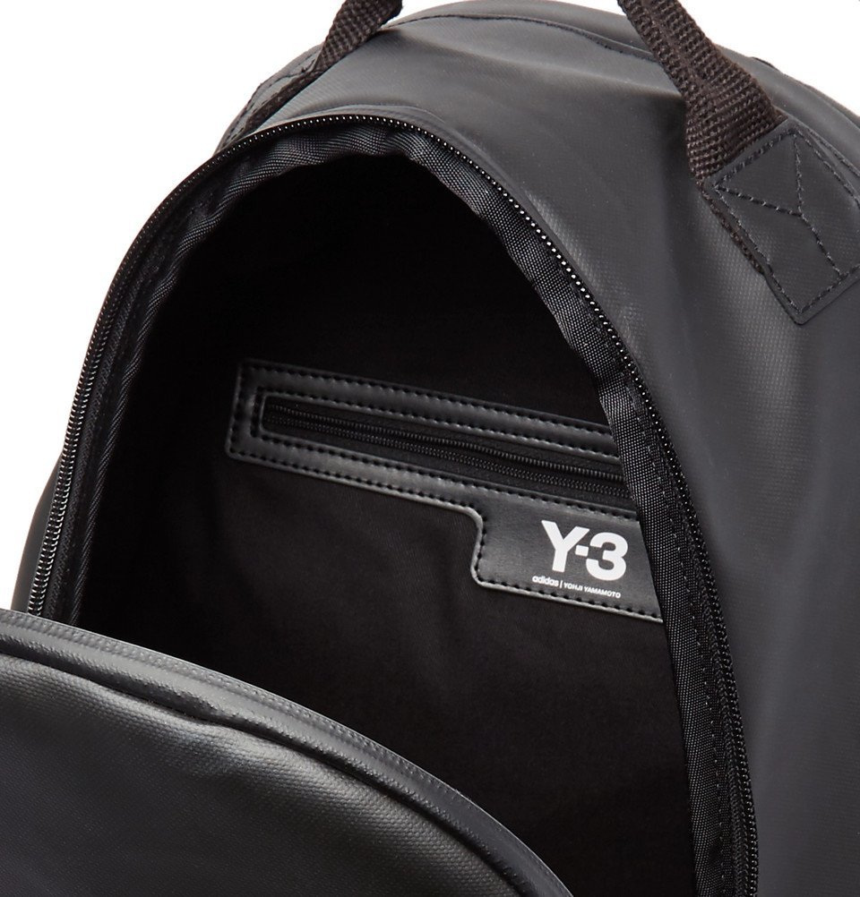 Y-3 - Embroidered Logo-Print Faux Leather Backpack - Black