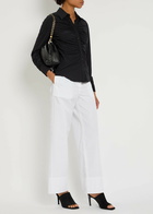 High Tether Ruched Stretch-jersey Shirt Black