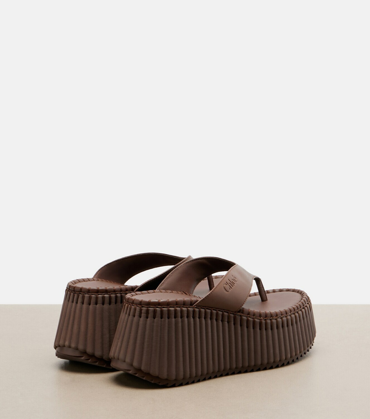 Chloé Nama leather platform thong sandals