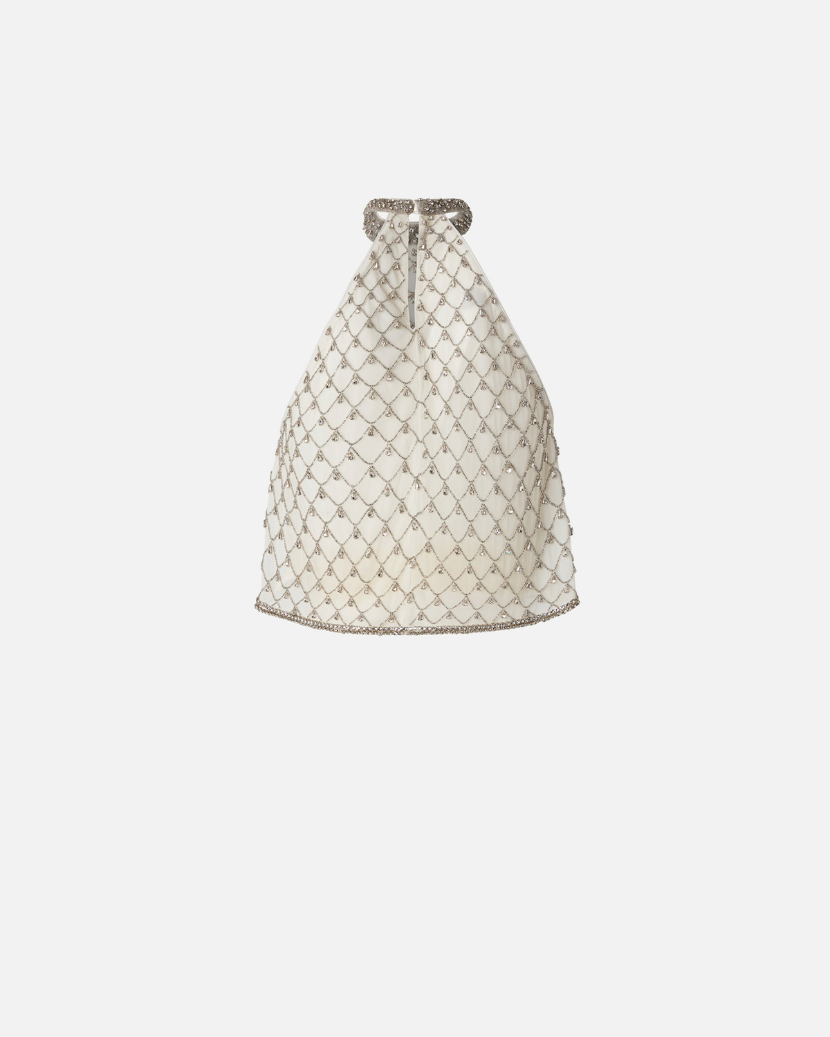 Pinko Sleeveless Tulle Top With Crystal Mesh White/Crystal Pinko