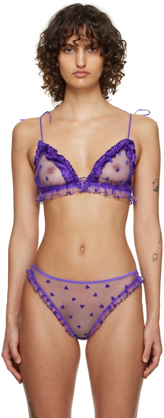 Photo: Le Petit Trou Purple Flocked Bra