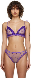 Le Petit Trou Purple Flocked Bra