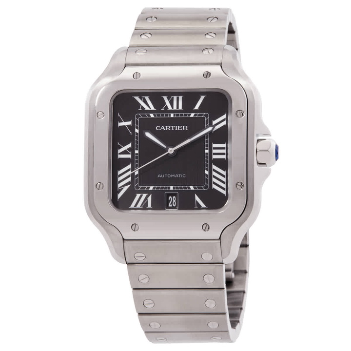 Photo: Cartier Santos Large Model Automatic Black Dial Mens Watch WSSA0096