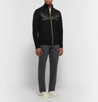 Fendi - Appliquéd Fleece-Back Jersey Zip-Up Sweatshirt - Men - Black
