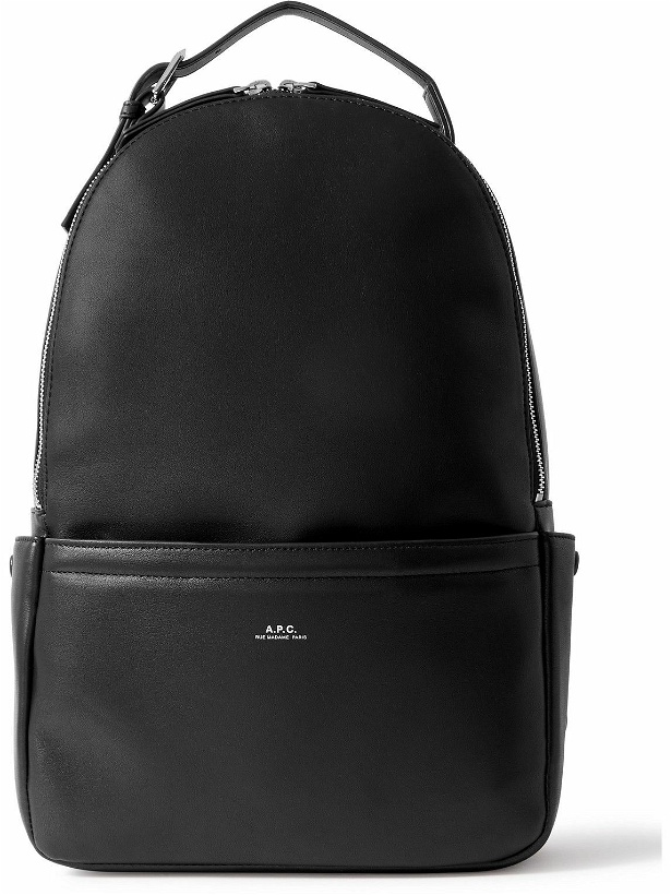 Photo: A.P.C. - Logo-Print Recycled-Faux Leather Backpack