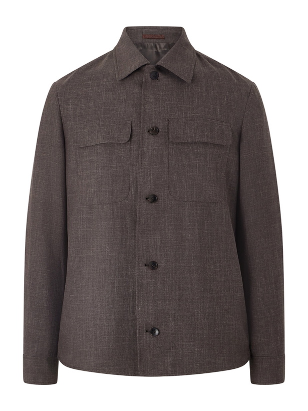 Photo: Mr P. - Wool, Silk and Linen-Blend Overshirt - Brown