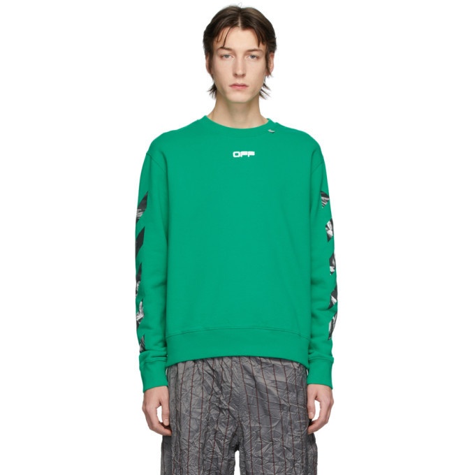 Photo: Off-White Green Caravaggio Square Arrows Slim Sweatshirt
