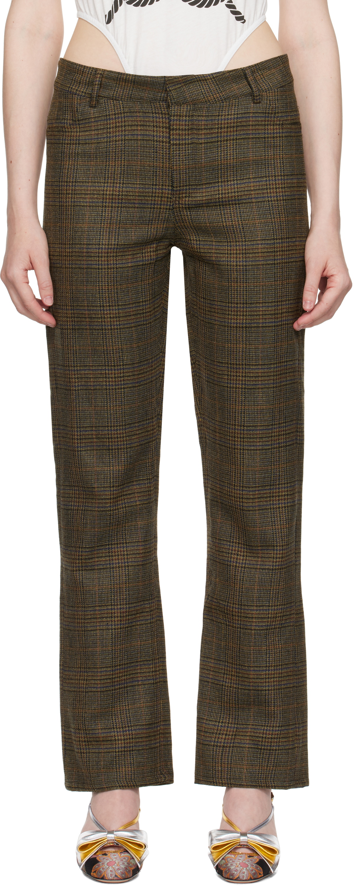 LAURA ANDRASCHKO Brown 'So 2010' Tweed Skinny Trousers
