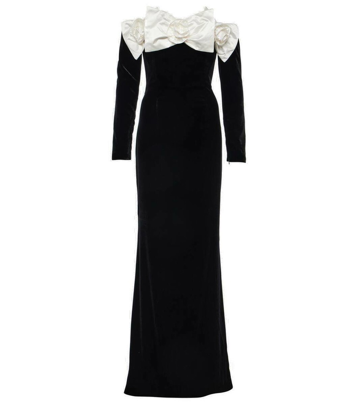 Photo: Alessandra Rich Bow-detail off-shoulder velvet gown