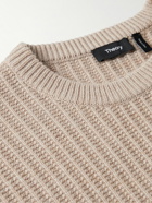 Theory - Lamar Striped Ribbed Wool-Blend Sweater - Brown