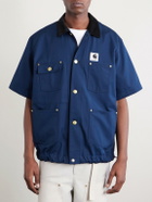 Sacai - Carhartt WIP Logo-Appliquéd Corduroy-Trimmed Cotton-Canvas Shirt - Blue