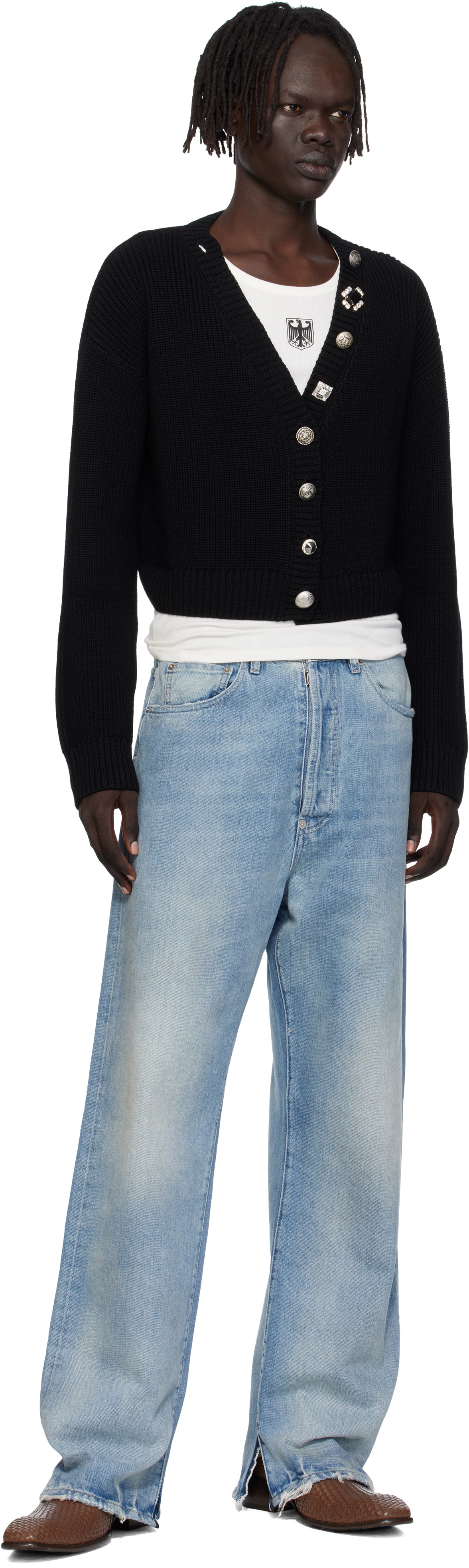 VETEMENTS Black Fancy Button Mini Cardigan