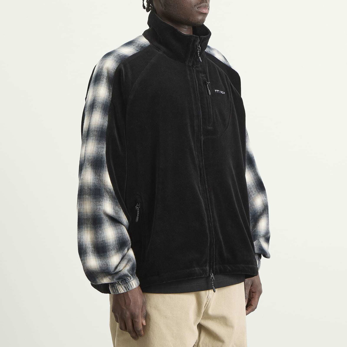 TTT MSW Men's Velour Track Jacket in Black