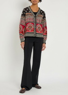 Farm Rio Ainika Groove Patterned Cotton Cardigan Multicoloured