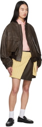 AURALEE Brown Flight Lamb Leather Jacket