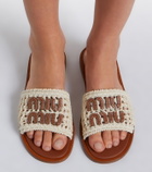 Miu Miu Leather-trimmed crochet slides