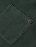A.P.C. - Mateo Button-Down Collar Logo-Embroidered Cotton-Twill Shirt - Green