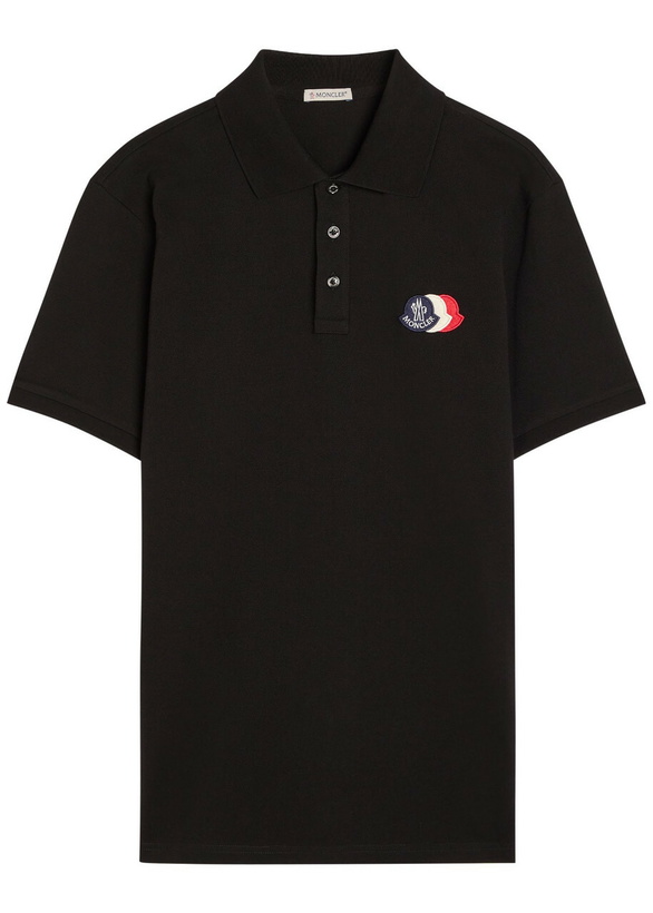 Photo: Moncler Logo-appliquéd Piqué Cotton Polo Shirt Black