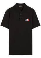 Moncler Logo-appliquéd Piqué Cotton Polo Shirt Black