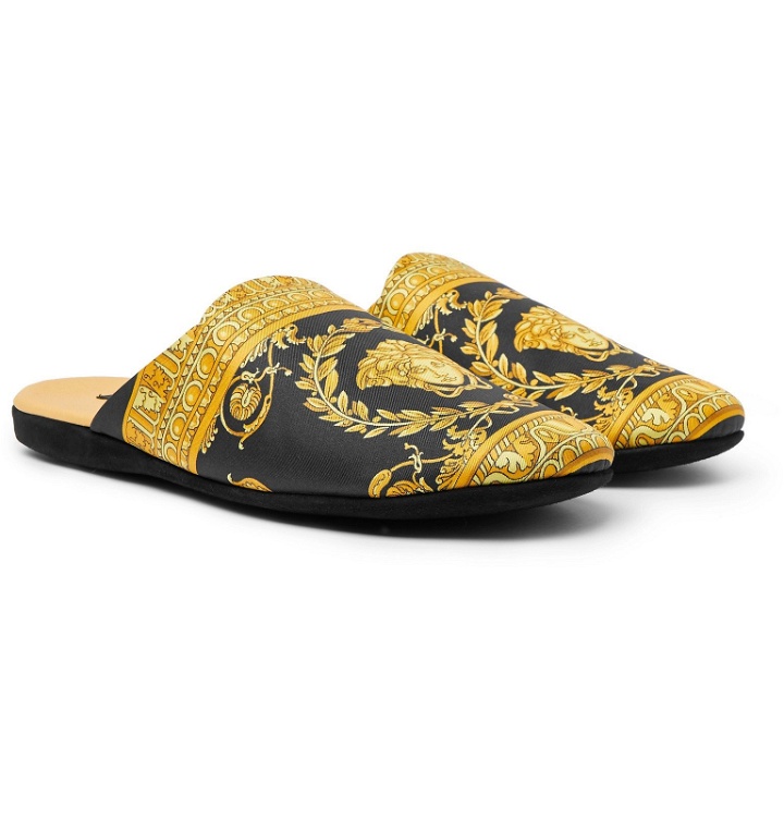 Photo: Versace - Printed Cotton Slippers - Black